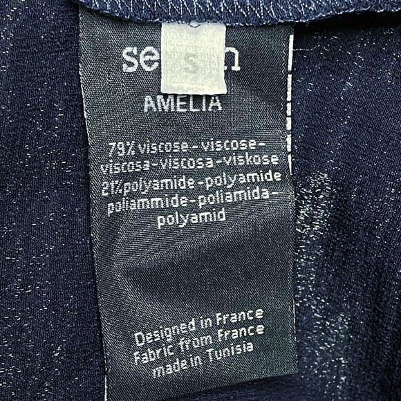 Sessùn Amelia Navy Blue Open Back Crepe Mini Dress Small - Picture 6 of 6